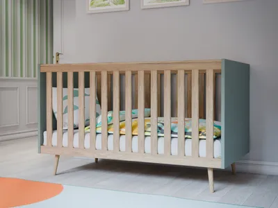 Produktbild von Babybett >Whenua < in Salbei/ Mauvella Eiche - 76,5x86x144,4cm (BxHxT)