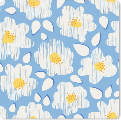Produktbild von MuchoWow® Mauspad Mousepad Mädchen - Blumen - Blau - Muster - Mädchen - Kinder - Kinder - Kind 30x30 cm - Mousepads - Maus Mat - Pad - Mausunterlage - Gaming