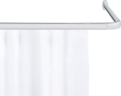 Produktbild von WENKO Winkelschiene Mod. Era Aluminium Winkelstange für Duschvorhang flexibel in L- und U-Form einfache Montage inklusive Gleiter Farbe Chrom