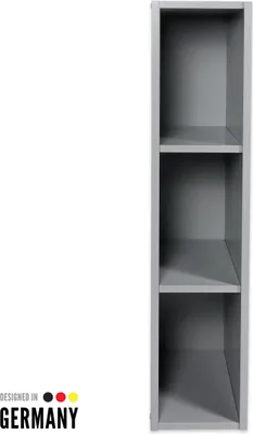 Produktbild von Puckdaddy Stauraumregal Lucas 19x30x93 cm in Grau passend zu IKEA Hemnes Kommode Kinderzimmer