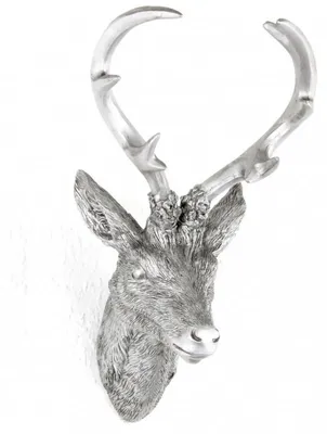 Produktbild von Hirschgeweih 20x12x30cm silber Kunststoff 10-Ender Hirschkopf Wanddeko