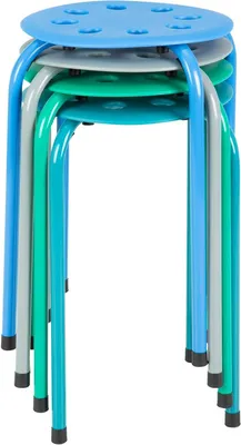 Productafbeelding van Stapelbare Krukken - Nestkrukken Stoelen - Flexibele Zitplaatsen - Stapelbaar tot 10 hoog - 17 3/4 inch zithoogte - Eigentijdse Kleuren