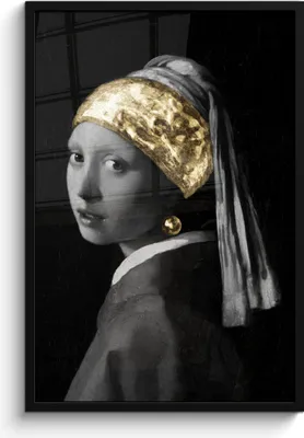 Produktbild von MuchoWow® MuchoWow® Gerahmtes Poster Mädchen mit einem Perlenohrring - Johannes Vermeer - Gold 60x90 cm - Poster mit zchwarzem Bilderrahmen - Kunst