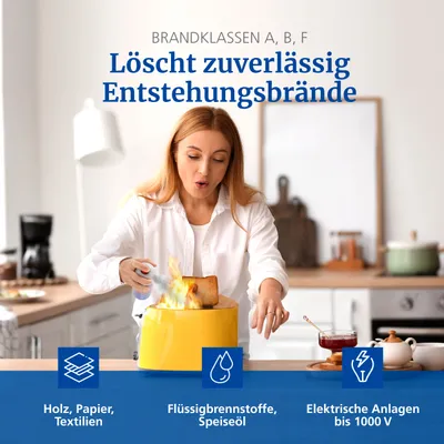 Produktbild von Hekatron Feuerlöschspray –  600ml Schaumspray – für Küche & Haushalt – Feuerlöscher