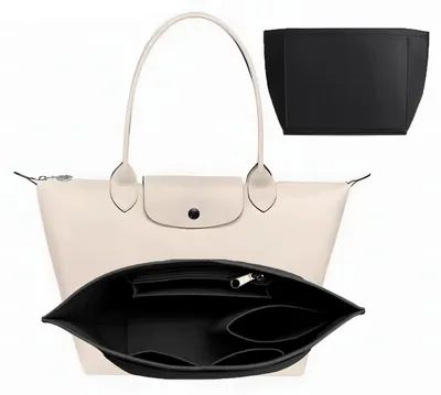 Image de Organiseur de sac pour Longchamp, organiseur de sac à main en feutre à plusieurs compartiments, insert spacieux pour sacs Longchamp, accessoire pour sacs Longchamp (noir, L)