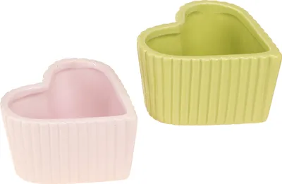 Produktbild von Keramik Deko Herzen Pastell Grün Rosa Set 11×10×6cm, 4 Stück