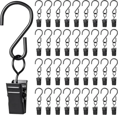 Productafbeelding van Famanu metalen clips, 50 stuks - voor zware lasten, met haak voor gordijnen