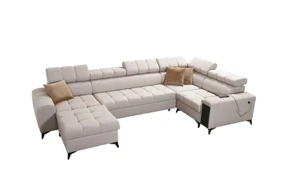 Produktbild von Großes Sofa für Wohnzimmer Eckcouch Wohnlandschaft GREKO IV MINI Grau Stoff AVRA 17 Ottomane Links IM SOFA