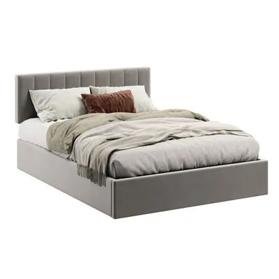 Produktbild von Polsterbett 160x200 cm mit Stauraum und Lattenrost Doppelbett mit hydraulischem Bettkasten Gepolstertes Bett Bed Stauraumbett Stabiler Bettrahmen | 200x160 cm hellgrauer Samt