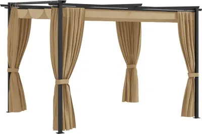 Produktbild von The Living Store Pavillon mit Vorhängen 3x3 m Taupe Stahl