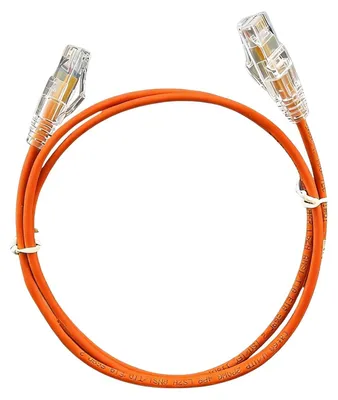 Obrázok produktu pre Elfcam – sada 20 ultratenkých ethernetových patch káblov Cat6A, oranžové, 10 Gb/s, 28 AWG, UTP, Ø 3,6 mm, 500 MHz, čistá meď, pre dátové centrá, 15 m