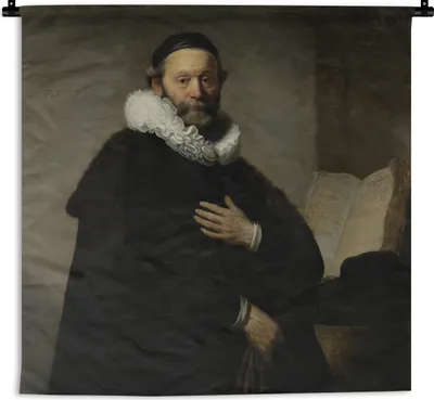 Produktbild von MuchoWow® Wandteppich Wandbehang Porträt von Johannes Uyttenbogaert - Gemälde von Rembrandt van Rijn 90x90 cm Tapisserie Dekoration Wandtuch - Wandaufhänger