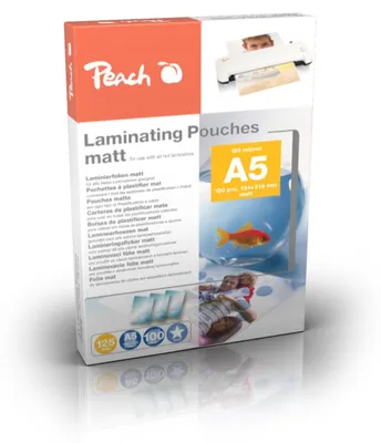 Produktbild von Peach Laminierfolien A5 matt 100 Stück 2 x 125 mic (250 µm) - Beschreibbar