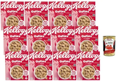 Produktbild von Kelloggs Italian Gourmet Bundle Oaties Knusprige Hafer Cerealien 12x360g + Italian Gourmet Polpa – Frühstücksflocken, Kakao, Vollkorn-Hafer, Familienpackung