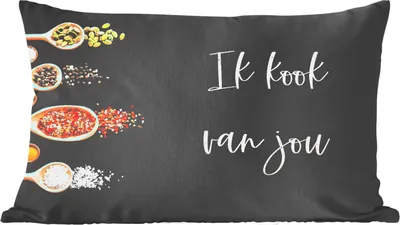 Produktbild von MuchoWow® Zierkissen Sofakissen Wohnzimmer Dekokissen 50x30 cm Ich koche von dir - Partner - Zitate - Gewürze - Wohnzimmerdekoration - Polster mit Photo