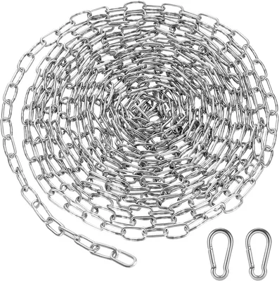 Imagen del producto de Cadena de acero inoxidable, de 3 mm de diámetro, 3 metros de largo, con cierre de mosquetón, ideal para uso en interiores y exteriores
