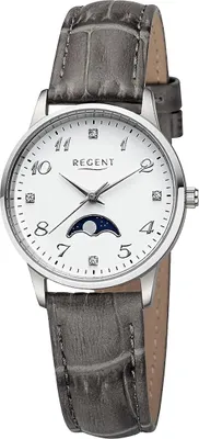 Produktbild von Regent Leder Damen Uhr Armbanduhr Quarz grau Lederarmband D2UR2112550