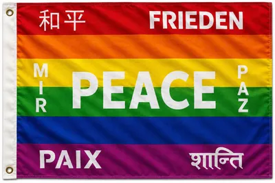 Produktbild von Flagge Peace 7 Sprachen 90 x 150 cm - Fahne- reißfest - rissfest - Hissfahne- Hissflagge - Sturmflagge -zum hissen -  - keine billige Chinaqualität