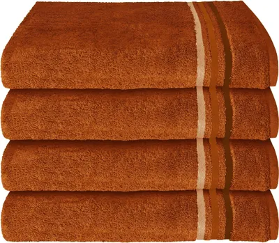 Produktbild von Schiesser Frottier Handtuch Skyline Color im 4er Set | 100% Baumwolle aus nachhaltiger Produktion | saugstark, weich, farbecht | 50x100cm | Terrakotta
