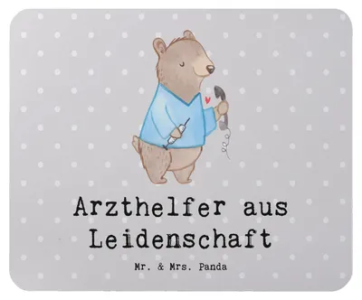 Produktbild von Mr. & Mrs. Panda Mousepad Arzthelfer Leidenschaft - Grau Pastell - Geschenk, mauspad laptop, pc, Mouse Pad, MFA, mousematte, Spruch, Arztpraxis, Krankgeschrieben, krank