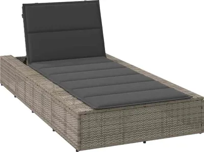 Produktbild von Sonnenliege mit schwebender Auflage Grau Poly Rattan