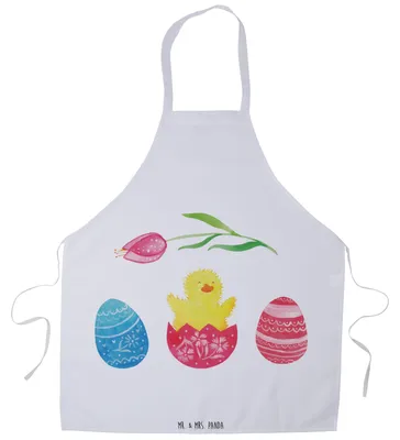 Produktbild von Mr. & Mrs. Panda Arbeitsschürze Küken Schlüpfen - Weiß - Geschenk, Kochschürze, Kellnerschürze, Frohe Ostern, Liebe Grüße, Schürze, Grillschürze, Küchenzubehör, Vorbinder