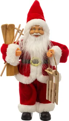 Produktbild von Christmas Paradies 41003-30 Weihnachtsmann Santa Klaus mit Ski und Schlitten ca. 30 cm