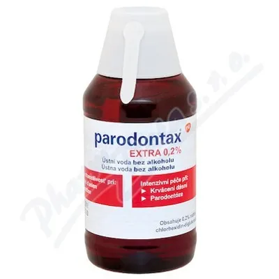 A bottle of Parodontax mouthwash.
