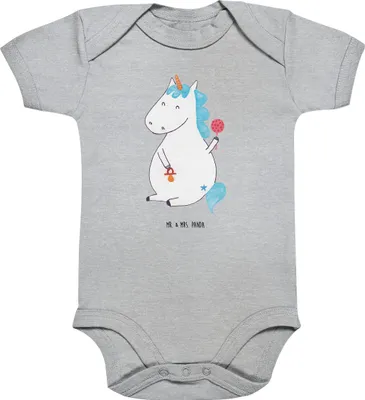 Produktbild von Mr. & Mrs. Panda Strampler Einhorn Baby 12. - 18. Monat - Heather Grey - Geschenk, Schnuller, Babybody, Einhörner, Geburtstag, overall, babykleidung body, Unicorn, Mutter