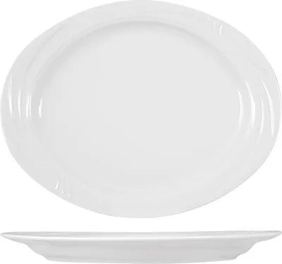 Produktbild von H&H 4413329 Arcadia Ovaler Teller, Porzellan, weiß, 29 cm, Porzellan