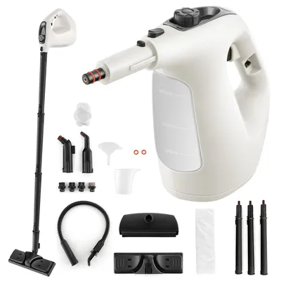 Produktbild von COSTWAY Dampfreiniger, 2 bar Dampfdruck, 1 min.Aufheizzeit, 1400W Leistung, 400ml Tank Dampfreiniger Handgerät mit 14 Zubehörteilen Grau