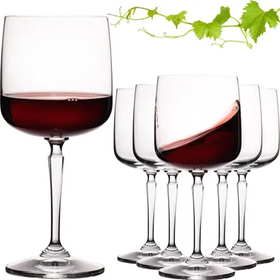 Produktbild von IMPERIAL Eckige Weingläser 380ml Set 6-Teilig "Rio" Rotweingläser aus Crystalline Glas Spülmaschinenfest Vintage-Stil