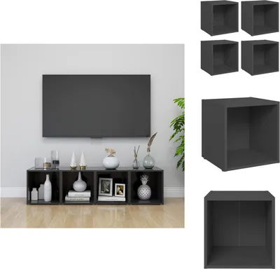 Produktbild von vidaXL TV-Schränke 4 Stk. Grau 37x35x37 cm Holzwerkstoff -  TV-Möbel