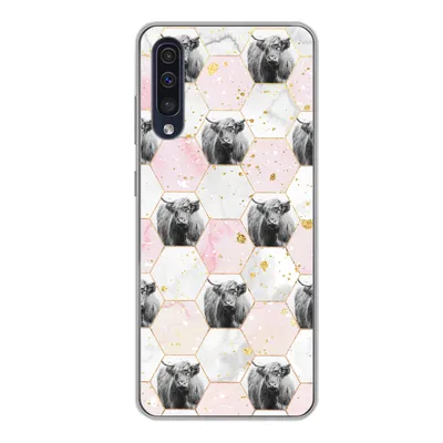 Produktbild von MuchoWow® Handyhülle Schutzhülle Hülle für Samsung Galaxy A50 Schottischer Highlander - Muster - Gold Silikon Softcase Handy Hülle - Mobiltelefonhülle