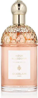 A clear, professional studio shot of a bottle of Guerlain Aqua Allegoria Orange Soleia Eau de Toilette.