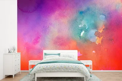 Produktbild von MuchoWow® Fototapete für Wohnzimmer oder Schlafzimmer Wandtapete Vinyl Motivtapete Aquarell - Abstrakt - Grün - Rot - 525x350 cm - Das Hintergrundbild