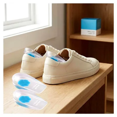 Produktbild von Fersenpolster für Schuhe, 2 Paar, Gel-Einlagen für Fersensporn, U-förmiger Fersenschutz, Stoßdämpfende Fersenkeile, Selbstklebend, Größe L
