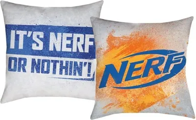 Produktbild von NERF Kinderkopfkissen Nerf Nation Motiv 40x40 cm, 100% Polyester, beidseitiges Motiv