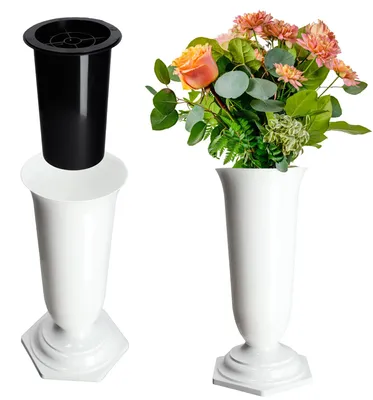 Produktbild von Grabvase - Vase für Friedhof und Grabstein - 23 cm - Größe S - Weiß