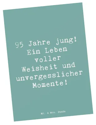 Produktbild von Mr. & Mrs. Panda Postkarte Spruch 95. Geburtstag Weisheit - Meeresbrise - Geschenk, Happy Birthday, Meilenstein, persönliche Geschenke, Grußkarte, Ansichtskarten, Alter