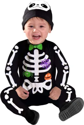 Produktbild von Mini Skelett Halloween Kostüm für Babys