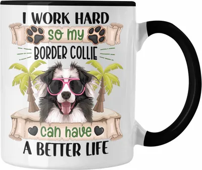 Produktbild von Trendation - Border Collies Besitzer Tasse Geschenk Lustiger Spruch Geschenkidee I Work Hard So My Border Collies Can Have A Better Life (Schwarz)