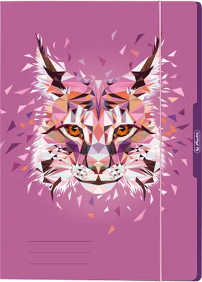 Produktbild von Herlitz Wild Animals Lynx, A4, Karton, Pink, Glänzend, Porträt, Gummiband