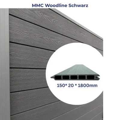 Produktbild von WPC Zaun Paneele 6 Stück 180 × 180 cm - Schwarz