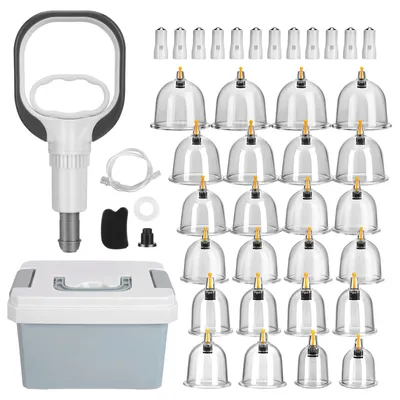 Productafbeelding van Cupping therapie set - 24 stuks met pomphandvat voor pijnverlichting