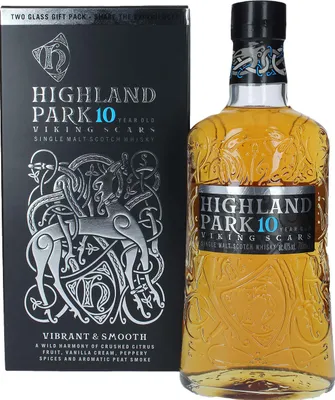 Produktbild von Highland Park 10 Jahre - Viking Scars - Set mit 2 Gläsern - Single Malt Scotch Whisky