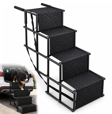 Image de Escalier pliable pour chien, idéal pour la voiture et le lit, avec 4 marches