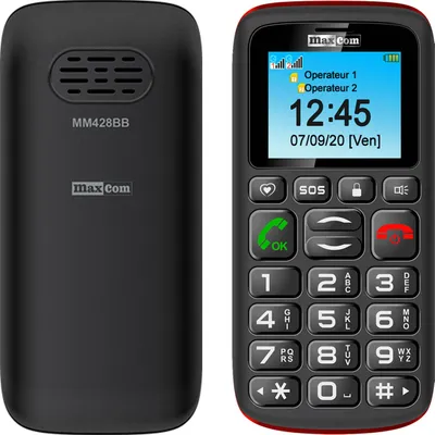 Zdjęcie produktu dla MaxCom MM428, Klasyczny, Dual SIM, 4,57 cm (1.8"), Bluetooth, 800 mAh, Czarny, Czerwony