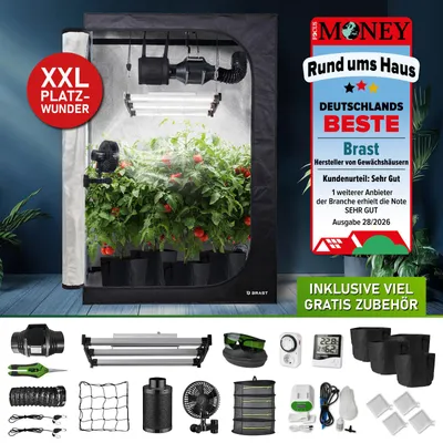 Produktbild von BRAST Growzelt GrowBox | Komplettset inkl. Sonderzubehör | 120x60x180cm | Vollspektrum LED Technologie | Belüftungs- & Bewässerungssystem | licht & wasserdicht