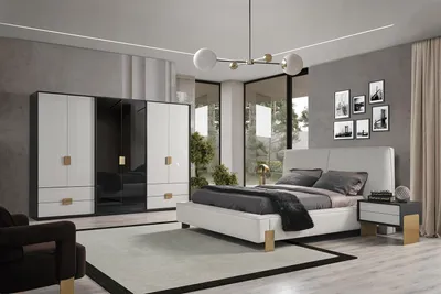 Produktbild von Schlafzimmer Set Bett 2x Nachttische Kleiderschrank Luxus 4tlg.Holz